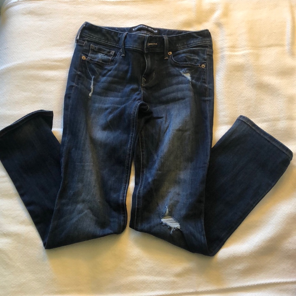 Express Distressed Cropped Skinny Jeans